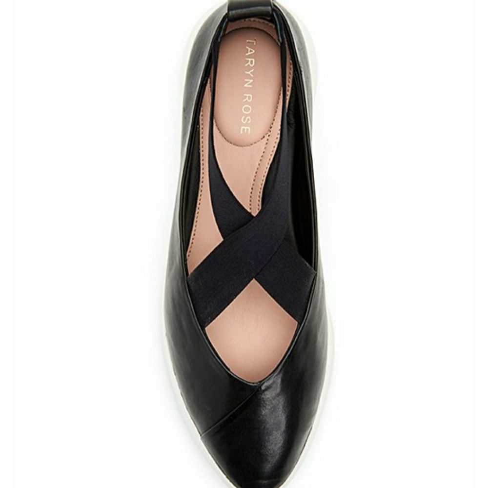 Black & White Danielle Strap Leather Ballet Flat